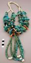 Necklace, 2 strand heishi w/ turq. & shell nuggets, 2 sets attached earrings