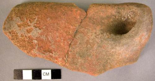 9 potsherds - red hand smoothed ware handles