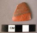 Rim potsherd - with reddish buff slip, burnished and painted