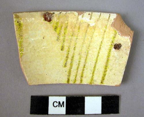 Rim potsherd - glazed; local ware