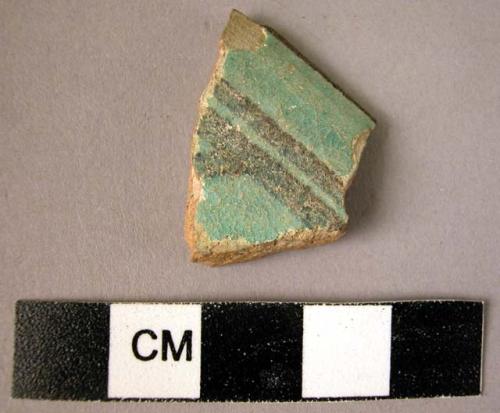 2 rim potsherds - blue glaze, alkali