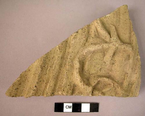 Potsherd - green slip, incised and large relief