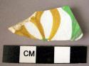 Potsherd - yellow, green, and white glaze