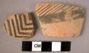 Ceramic body sherd, red ware with black painted linear design