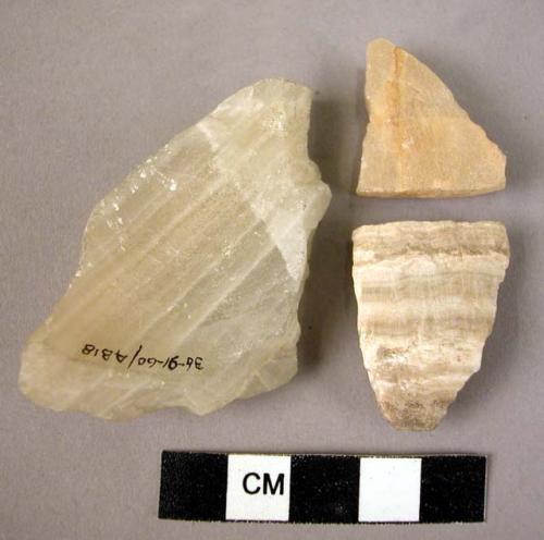 3 alabaster vessel fragments