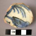 Base potsherd - blue on white glaze