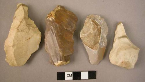 2 flint perforators; 2 crude flint flakes