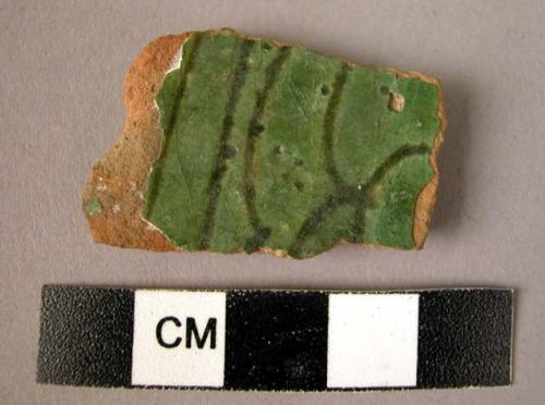 Potsherd - green glaze; Persian Sgraffito