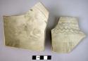 Pottery bowl fragment (complete base, part of rim and sides present) - gray pain