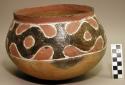 Earthenware bowl with cord-impressed and polychrome designs on exterior