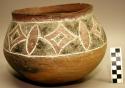 Earthenware bowl with cord-impressed and polychrome designs on exterior