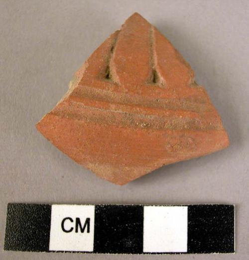 Potsherd - red, incised