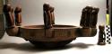 Wooden ceremonial or gaming bowl, with detachable figures, 8 figures (ea. 5 1/4"