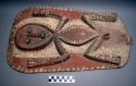 Wooden carving - carved and painted bas relief plaque (?), with male +