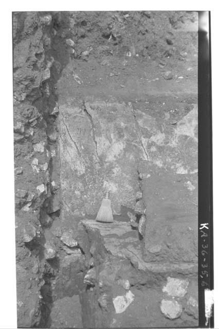 Mound I - junction of 7 basal step and talud at edge of Villacosta excavation.