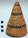 Fine weave food cover - cone shaped, 2 black stripes ("mtemere yo butenga")
