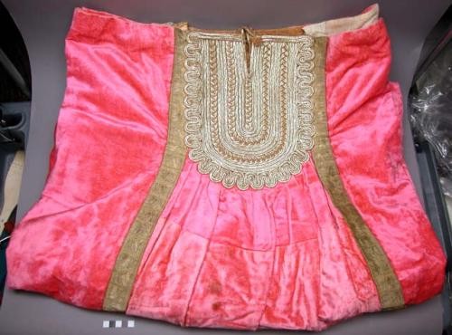 Man's velvet pants (cherry) with gold brocading at waist