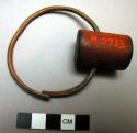 Wooden amulet on copper wire bracelet