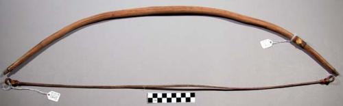 Wooden bow, fibre bow string, small pieces of fur attached to both ends (tiba)