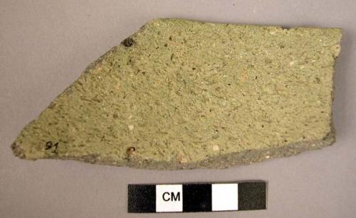 1 green buff sherd - unclassified