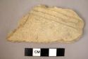 1 Rim sherd perforated lug handle, painted from (a)