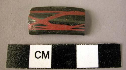 Glass bangle fragment - black and red