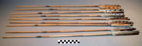 Bow and wooden pointed arrows