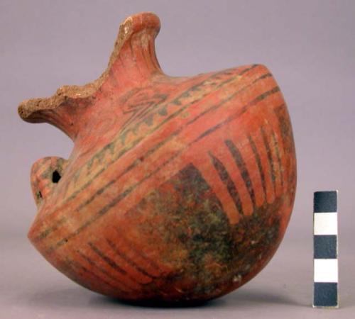 Pottery jar, )( ornaments on shoulder