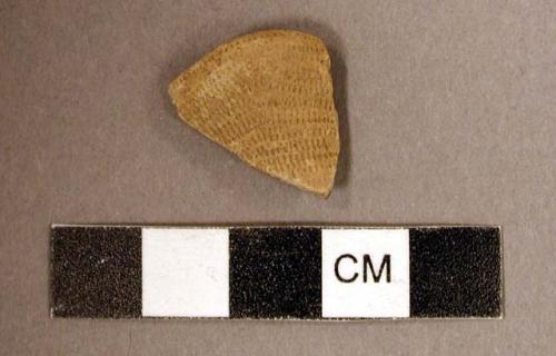 Ceramic, earthenware pipe bowl fragment, dentate decorated