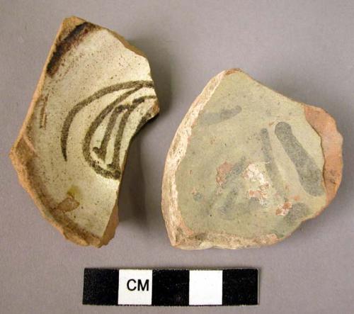 2 base potsherds - glazed; local