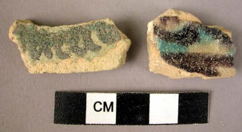 2 potsherds - blue glaze