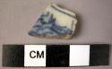 Rim potsherd - blue and white glaze