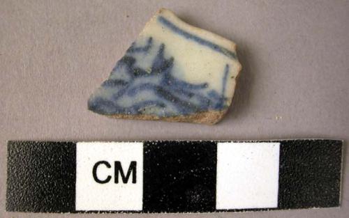 Rim potsherd - blue and white glaze