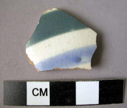 Potsherd - green and blue on cream glaze