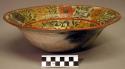Ceramic bowl with polychrome designs in interior