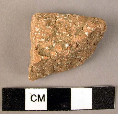 Ceramic rim sherd, red coarse ware, undecorated, shell tempered