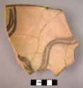 Pottery bowl fragment (part of base, rim and side present) - painted on light (T