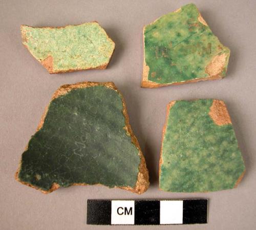 4 potsherds - green glaze; local