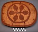 Basket lid, birchbark, incised 6-petalled motif