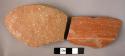 Ceramic base sherds, undecorated coarse red ware, red burnished ware