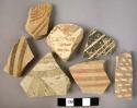 Ceramic sherds, buff ware with brown painted geometric design