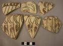 8 painted rim potsherds - gazelle design