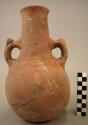 2-handled long-necked pottery bottle