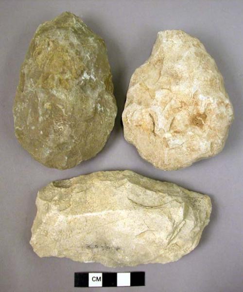 7 limestone bifacially flaked tools: in form of hand axes