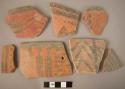 12 rim sherds from pottery bowl - Black-on-Red ware