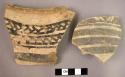 3 sherds with black painted decoration