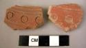 2 potsherds - red, stamped