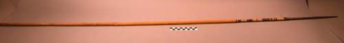 Long arrow - reed shaft, long set-in wooden tip, barbed on 4 edges