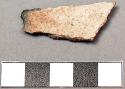 Ceramic sherd, body, incised, white interior.