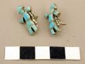 Pair of earrings, silver with turquoise inlay "flying man" figures